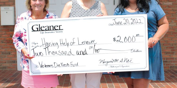 Gleaner Life Insurance Society Donates $2,000 to Housing Help of Lenawee